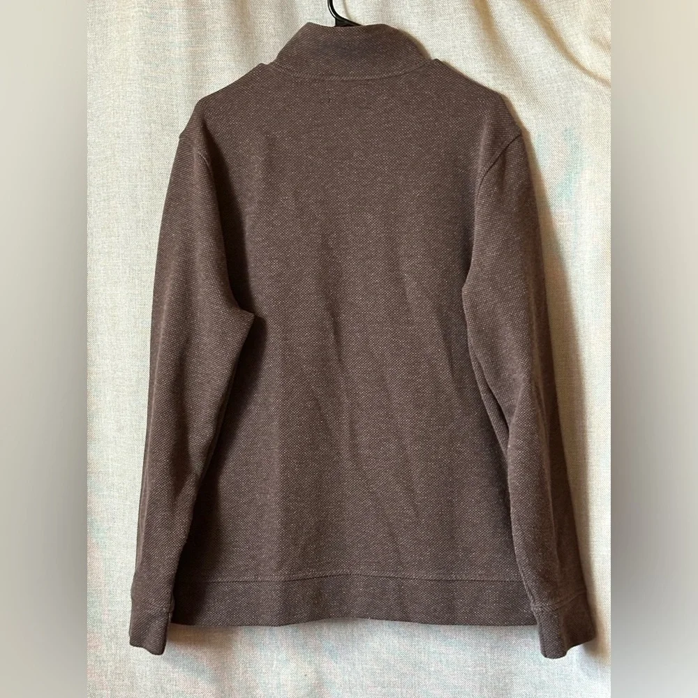 Tasso Elba•full-zip sweater•men’s large•cotton blend•pockets•relaxed fit•brown - Picture 2 of 15